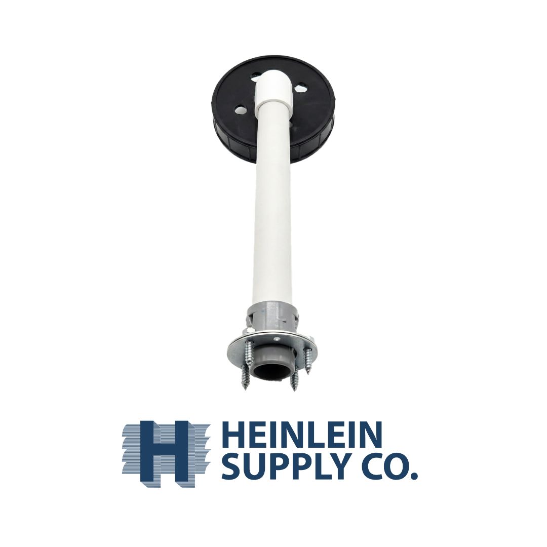 Retrofit drain tube for Loren Cook Grease Terminator 2 canister #778870, designed to mount from outside the exhaust fan with caulk and screws for a secure fit.